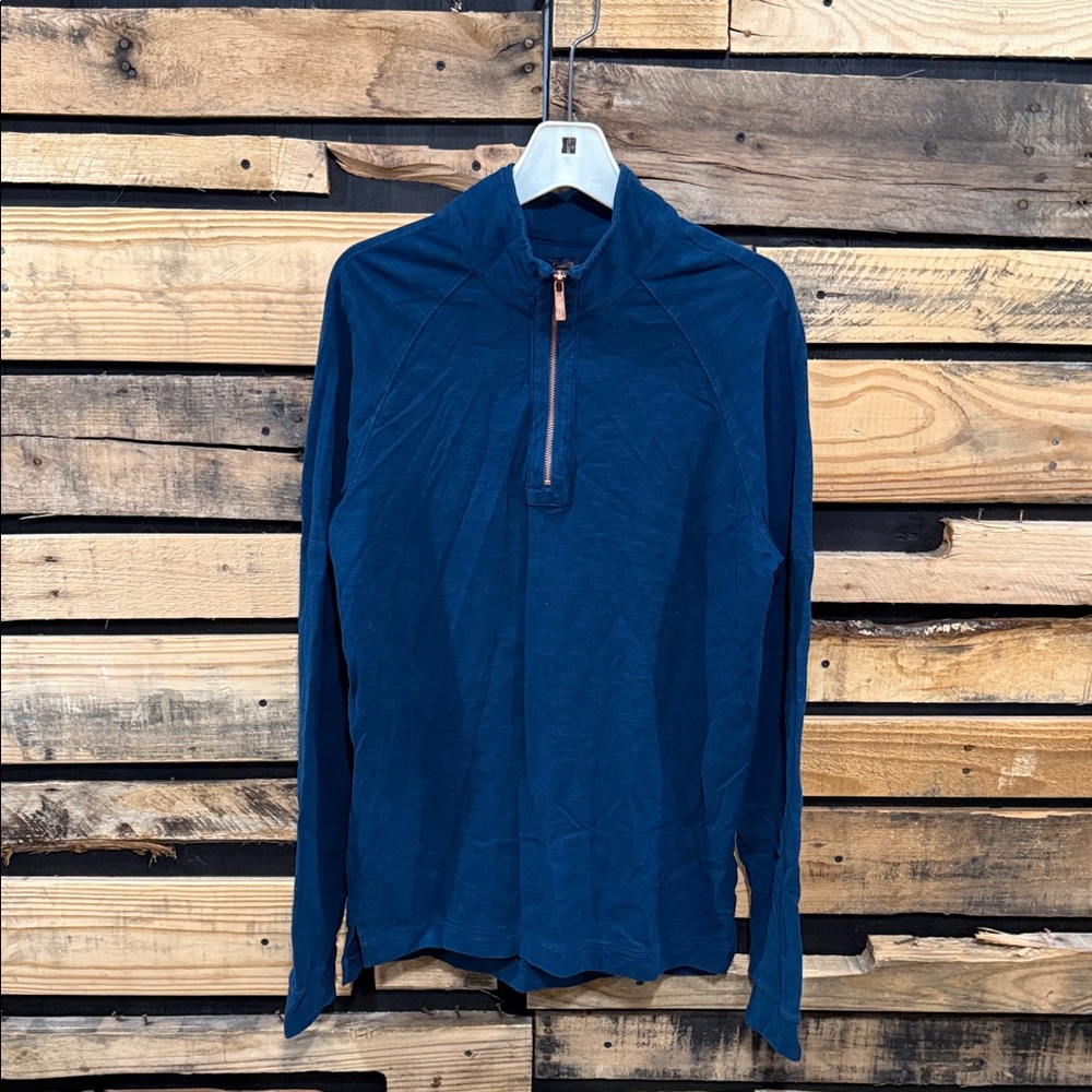 GoodMan Brand Teal 1/4 Zip Pullover In Teal Blue With Gold‎ Zipper Size Large